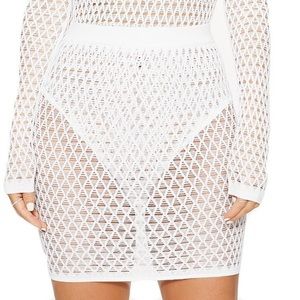 naked wardrobe white knit swimsuit coverup
